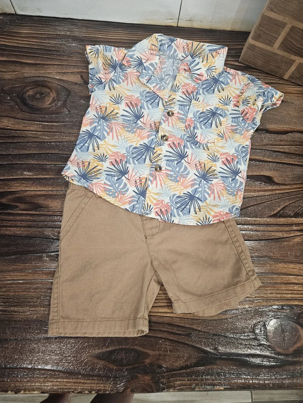 Little Rickys Toddler Baby 12 Mo Hawaiian Short Sleeve Button Up Shirt & Shorts